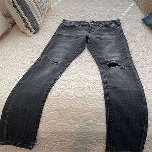 Stretch distress gray jeans
